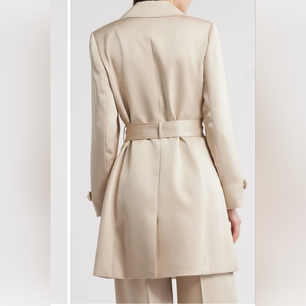 TAHARI WOMEN'S NATURAL SATIN TRENCH COAT SIZE 10 NWT - Picture 2 of 7